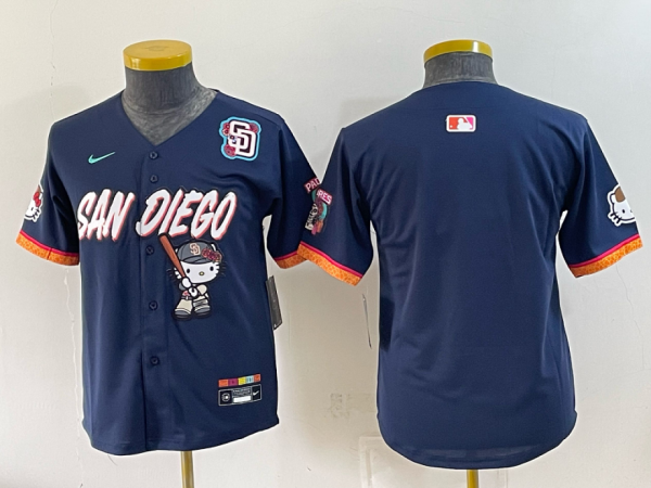 Youth San Diego Padres Nike Navy 2026–27 Hello Kitty Tucson Baseball Jersey KKB073