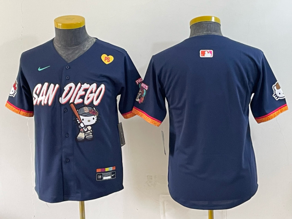 Youth San Diego Padres Nike Navy 2026–27 Hello Kitty Tucson Baseball Jersey KKB074