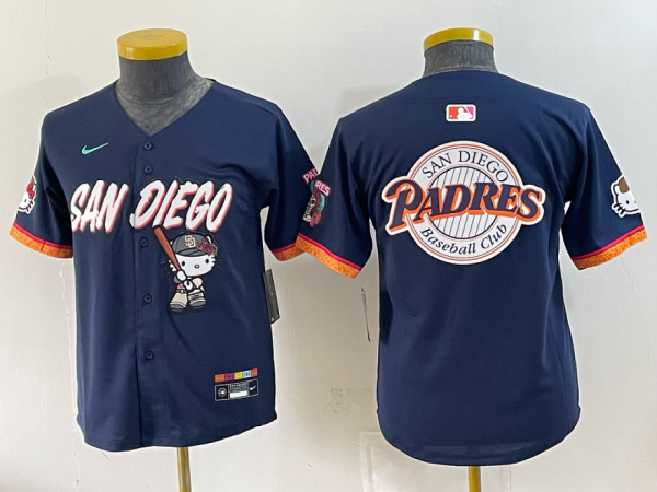 Youth San Diego Padres Nike Navy 2026–27 Hello Kitty Tucson Baseball Jersey KKB075