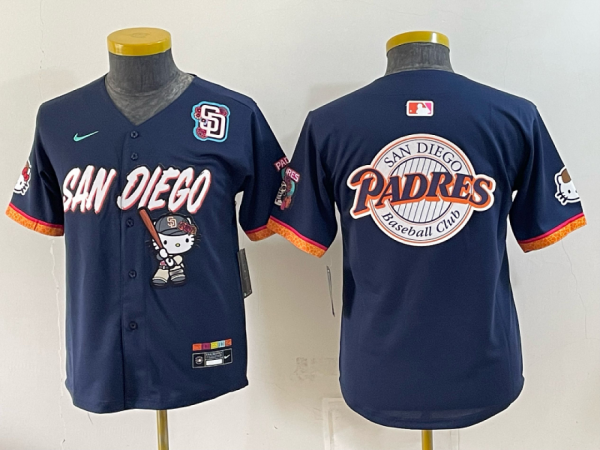 yp252804201-076 Youth San Diego Padres Nike Navy 2026–27 Hello Kitty Tucson Baseball Jersey KKB076