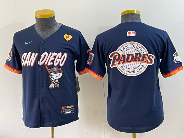 Youth San Diego Padres Nike Navy 2026–27 Hello Kitty Tucson Baseball Jersey KKB077