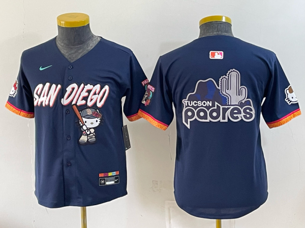 Youth San Diego Padres Nike Navy 2026–27 Hello Kitty Tucson Baseball Jersey KKB078