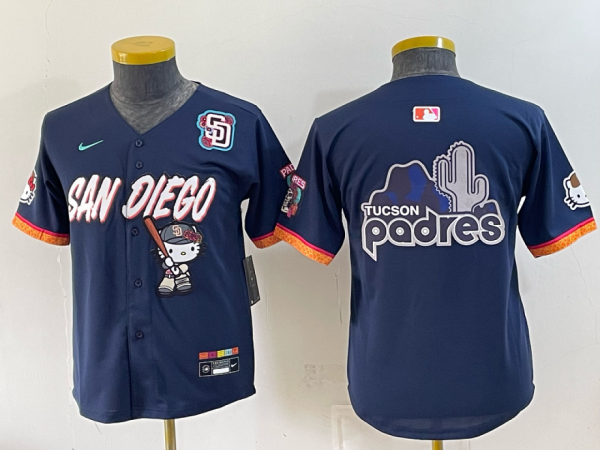 Youth San Diego Padres Nike Navy 2026–27 Hello Kitty Tucson Baseball Jersey KKB079