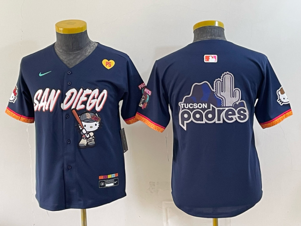 yp252804201-080 Youth San Diego Padres Nike Navy 2026–27 Hello Kitty Tucson Baseball Jersey KKB080
