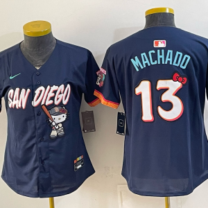 Women’s San Diego Padres Manny Machado #13 Nike Navy 2026–27 Hello Kitty Tucson Baseball Jersey KKB082