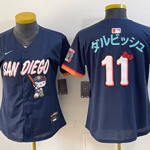 Women’s San Diego Padres Yu Darvish #11 Nike Navy 2026–27 Hello Kitty Tucson Baseball Jersey KKB083
