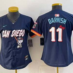 Women’s San Diego Padres Yu Darvish #11 Nike Navy 2026–27 Hello Kitty Tucson Baseball Jersey KKB084