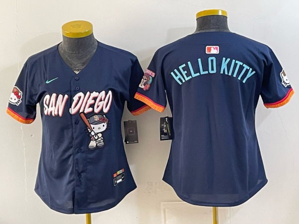 yp252804201-085 Women’s San Diego Padres Nike Navy 2026–27 Hello Kitty Tucson Baseball Jersey KKB085