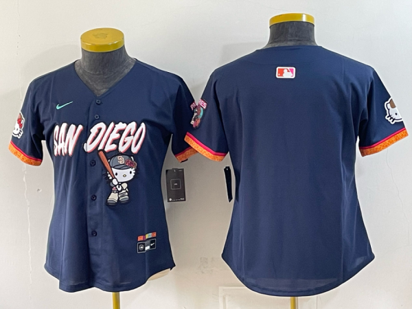 yp252804201-086 Women’s San Diego Padres Nike Navy 2026–27 Hello Kitty Tucson Baseball Jersey KKB086