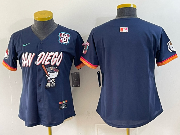 yp252804201-088 Women’s San Diego Padres Nike Navy 2026–27 Hello Kitty Tucson Baseball Jersey KKB088