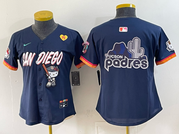 yp252804201-091 Women’s San Diego Padres Nike Navy 2026–27 Hello Kitty Tucson Baseball Jersey KKB091