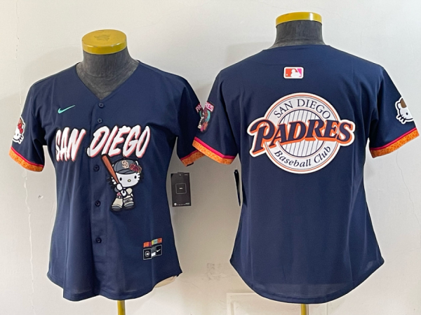 Women’s San Diego Padres Nike Navy 2026–27 Hello Kitty Tucson Baseball Jersey KKB092