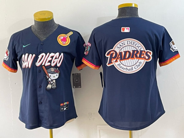 Women’s San Diego Padres Nike Navy 2026–27 Hello Kitty Tucson Baseball Jersey KKB093