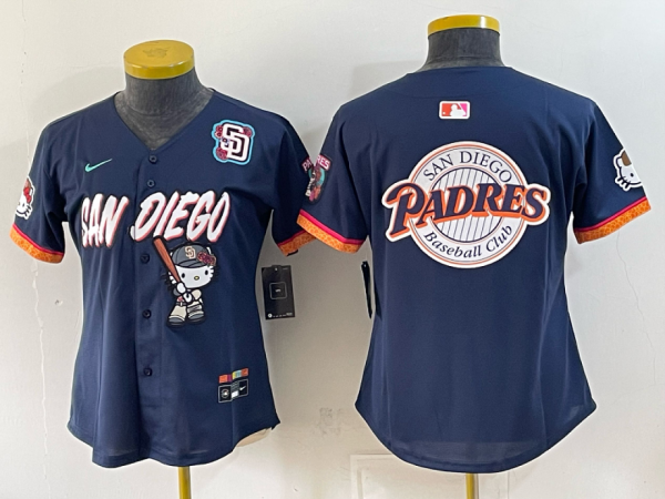 Women’s San Diego Padres Nike Navy 2026–27 Hello Kitty Tucson Baseball Jersey KKB094
