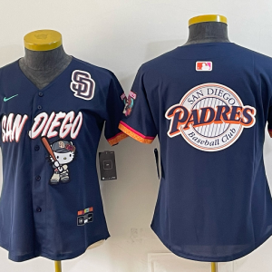 Women’s San Diego Padres Nike Navy 2026–27 Hello Kitty Tucson Baseball Jersey KKB095