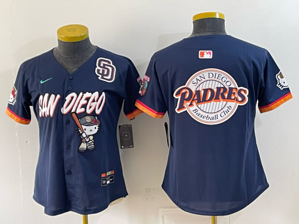 Women’s San Diego Padres Nike Navy 2026–27 Hello Kitty Tucson Baseball Jersey KKB095