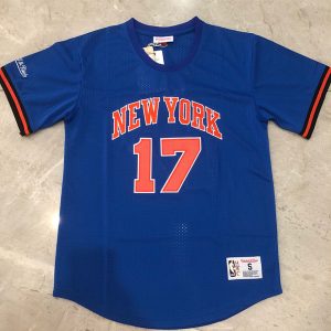 New York Knicks Jeremy Lin #17 Blue Short-Sleeve Style