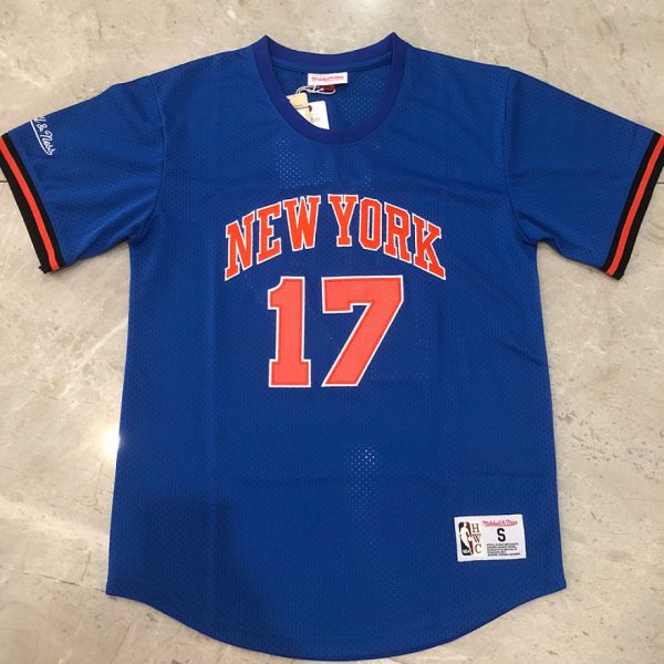 New York Knicks Jeremy Lin #17 Blue Short-Sleeve Style