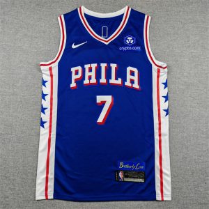 Philadelphia 76ers Brown #7 Blue Basketball Jersey