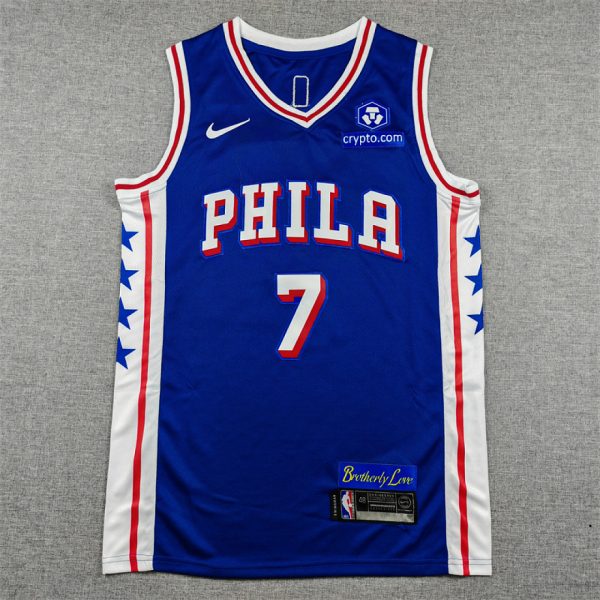 Philadelphia 76ers Brown #7 Blue Basketball Jersey