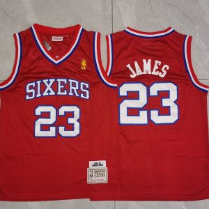 Philadelphia 76ers LeBron James #23 Red Throwback Style