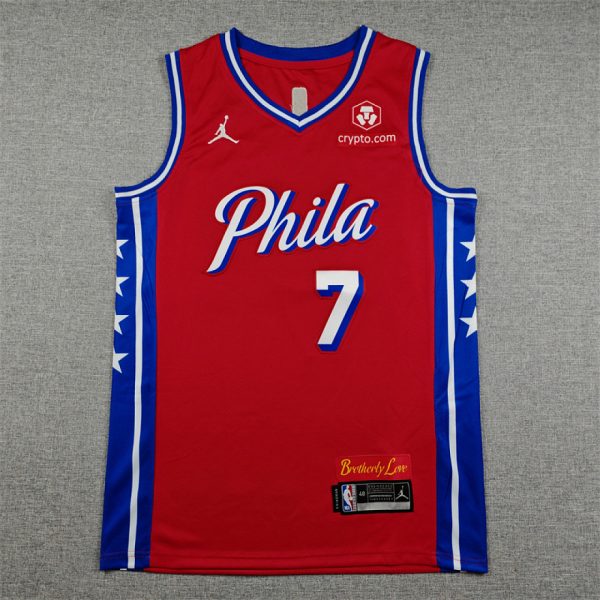 Philadelphia 76ers Brown #7 Red Basketball Jersey