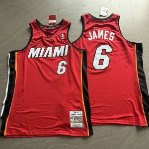 Miami Heat LeBron James #6 Red Basketball Jersey