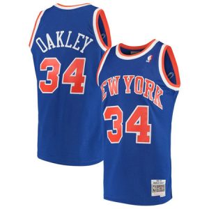 Men's New York Knicks #34 Charles Oakley Blue Swingman Jersey