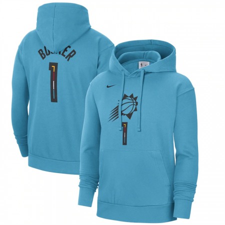 0203b68323bcbb72e539972990138522.jpeg Men's Phoenix Suns #1 Devin Booker Blue 2022/23 City Edition Name & Number Essential Pullover Hoodie