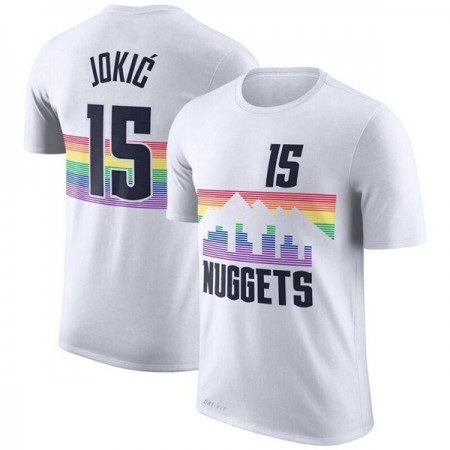 0389da8898459881f3b922c35357d2c2.jpeg Men's Denver Nuggets #15 Nikola Jokic White T-Shirt