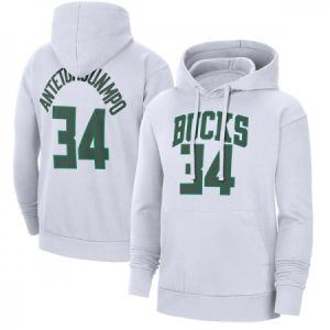 Men's Milwaukee Bucks #34 Giannis Antetokounmpo White Pullover Hoodie 9NCL