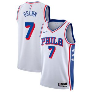 Youth Philadelphia 76ers #7 Jaylen Brown Nike White Swingman Association Edition Jersey