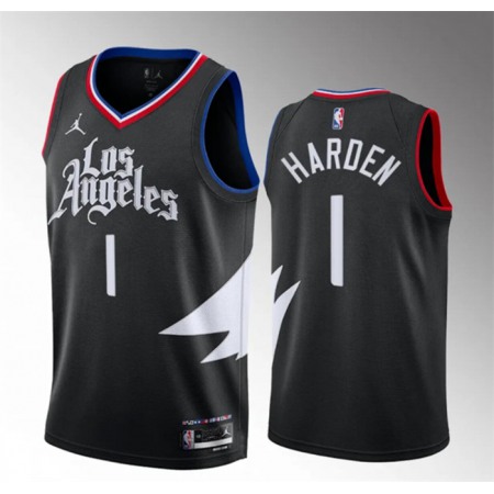 Men's Los Angeles Clippers #1 James Harden Black Statement Edition Stitched Jersey DMIK