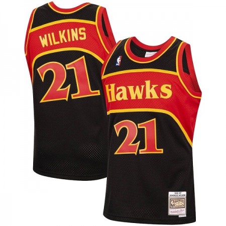 Men's Atlanta Hawks #21 Dominique Wilkins Black Throwback Stitched Jersey FUF8