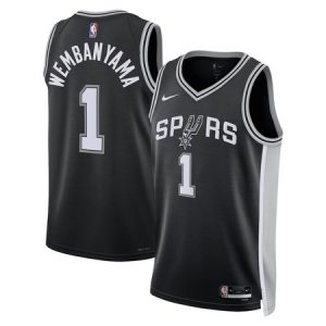 Youth San Antonio Spurs #1 Victor Wembanyama Nike Black 2023 NBA Draft First Round Pick Swingman Icon Edition Jersey