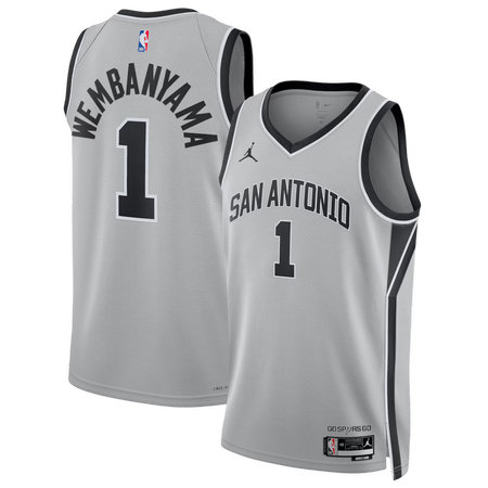 Youth San Antonio Spurs #1 Victor Wembanyama Silver Swingman Statement Edition Jersey
