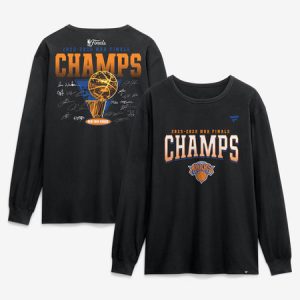 Men's New York Knicks Black 2026 NBA Finals Champions Roster Trophy Long Sleeve T-Shirt