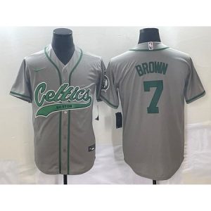 12b2237ad88f18c999887c3eeb0346a6.jpeg Men's Boston Celtics #7 Jaylen Brown Gray Stitched Baseball Jersey 0QE2