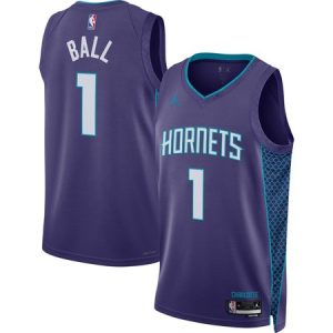 Women's Charlotte Hornets #1 LaMelo Ball Purple Swingman Statement Edition Jersey