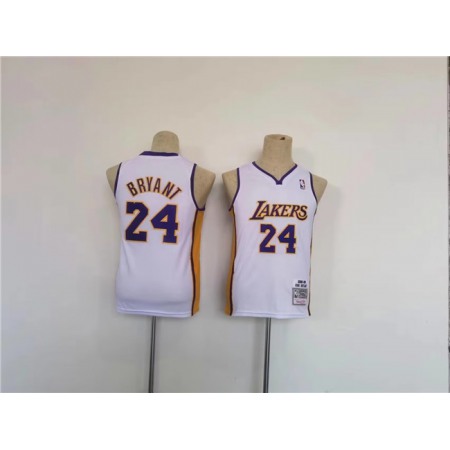 Youth Los Angeles Lakers #24 Kobe Bryant White Stitched Basketball Jersey 7R4S