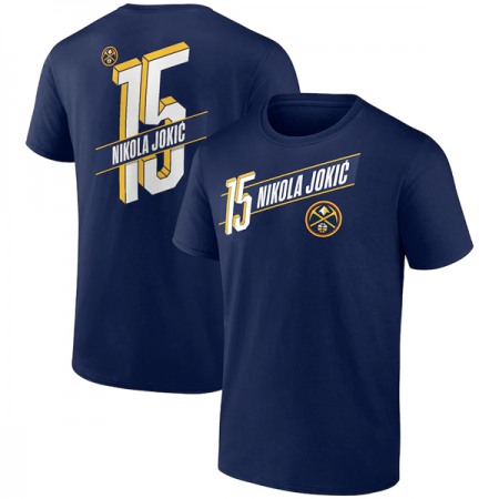 Men's Denver Nuggets #15 Nikola Jokic Navy Name & Number T-Shirt KZIO