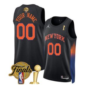 Youth New York Knicks Black 2026 Finals Patch And Finals Champions Patch Statement Edition Stitched Basketball Custom Jersey