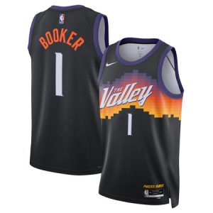 Youth Phoenix Suns #1 Devin Booker Nike Black 2025/26 Swingman City Edition Jersey