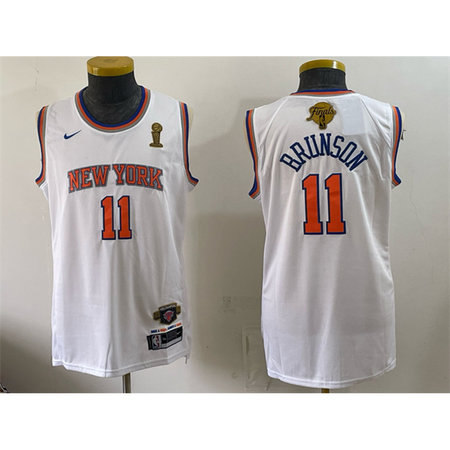 Youth New York Knicks #11 Jalen Brunson White 2026 Finals Champions Patch Jersey
