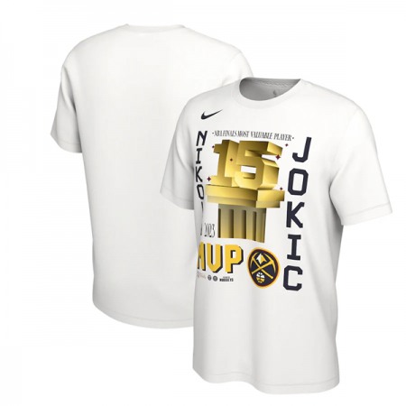1709aef120fd4f1033a1ac061b1553c1.jpeg Men's Denver Nuggets #15 Nikola Jokic White MVP Name & Number T-Shirt