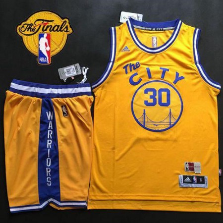 17515361c40b7ea583f99ff08fb8d74d.jpeg Warriors #30 Stephen Curry Gold Throwback The City A Set The Finals Patch Stitched NBA Jersey