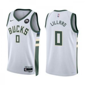 Men's Milwaukee Bucks #0 Damian Lillard White Association Edition Stitched Basketball Jersey WNIF