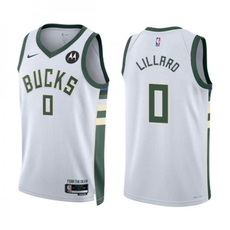 Men's Milwaukee Bucks #0 Damian Lillard White Association Edition Stitched Basketball Jersey WNIF