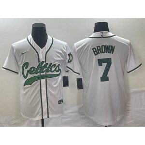 19e9944c516b110282e2d8ed598849b5.jpeg Men's Boston Celtics #7 Jaylen Brown White Stitched Baseball Jersey 2PFJ