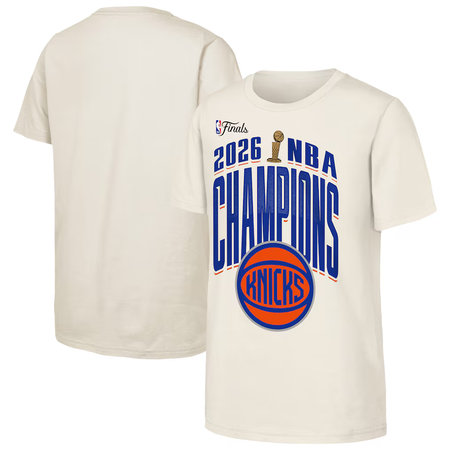 Men's New York Knicks Natural 2026 NBA Finals Champions Bold Teamwork T-Shirt